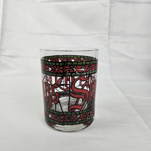 Vintage Houze Stained Glass Seasons Greetings Christmas Glasses 12 oz Set Of 4 - Picture 8 of 14